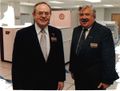 Lloyd M. Thorndyke, president and CEO of ETA Systems and Dr. Bernard F. Sliger, president of Florida State University, with FSU’s new ETA-10 supercomputer