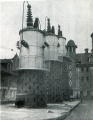 Three test transformers in the center bay of the horse barn. Barberton, Ohio, 1929
