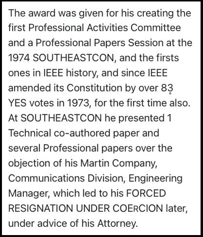 1974 PROFESSIONAL ENGINEER OF THE YEAR AWARD-Write Up